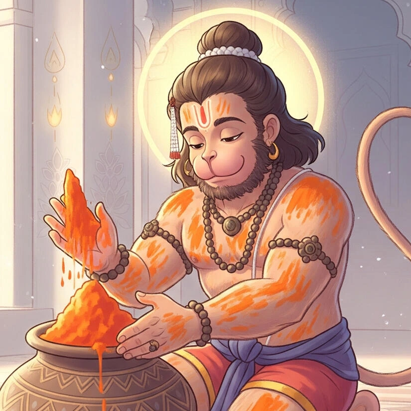 Lord Hanuman Bhakti storybook illustration
